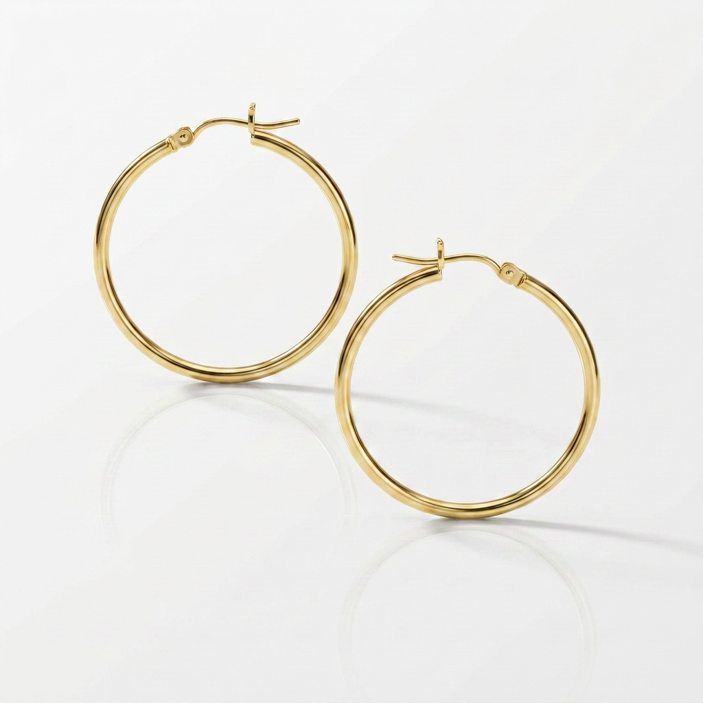 10k Yellow Gold Polished Hoop Earrings 25 mm DestGlow