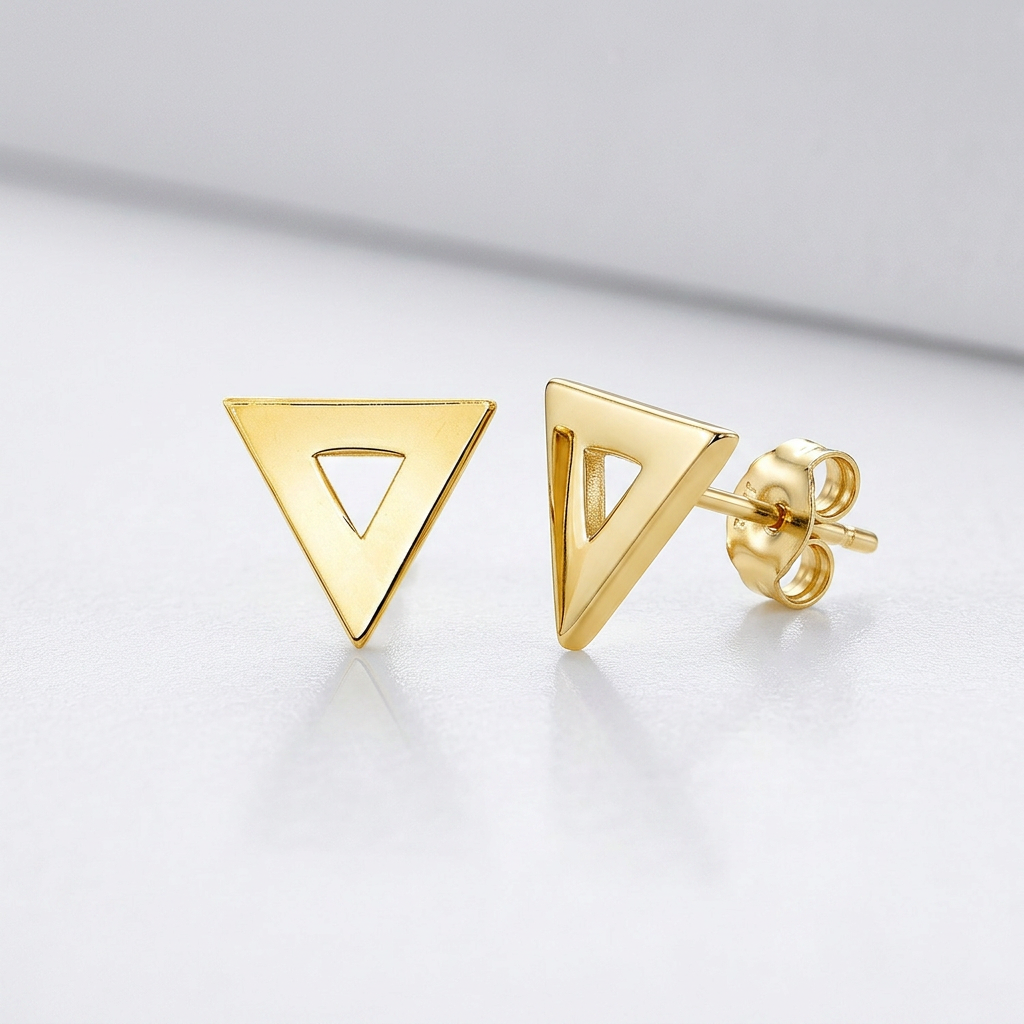 14 k Yellow Gold Polished Open Triangle Post Earrings