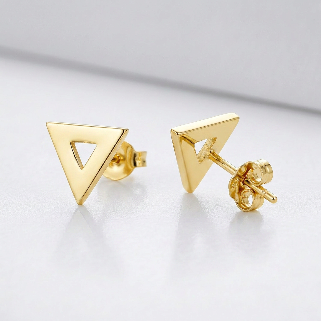 14 k Yellow Gold Polished Open Triangle Post Earrings DestGlow