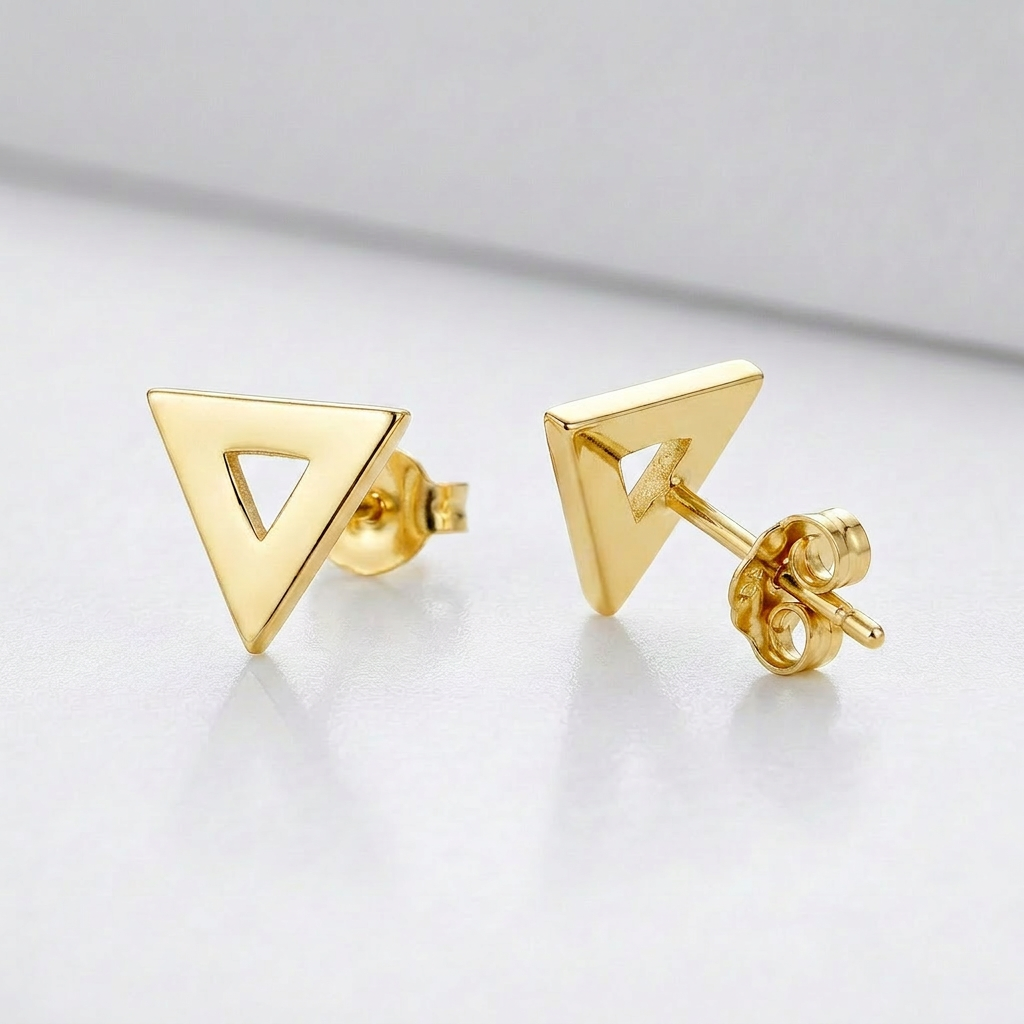 14 k Yellow Gold Polished Open Triangle Post Earrings DestGlow
