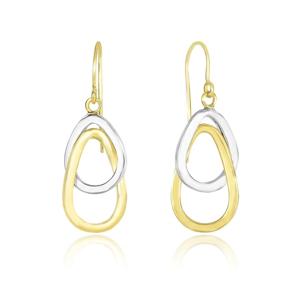 14k Two-Tone Gold Interlaced Open Teardrop Drop Earrings DestGlow