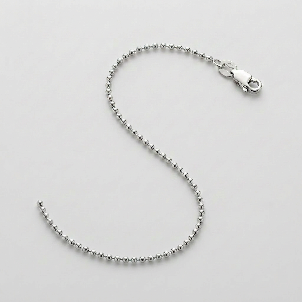 14k White Gold Bead Chain 1.0mm