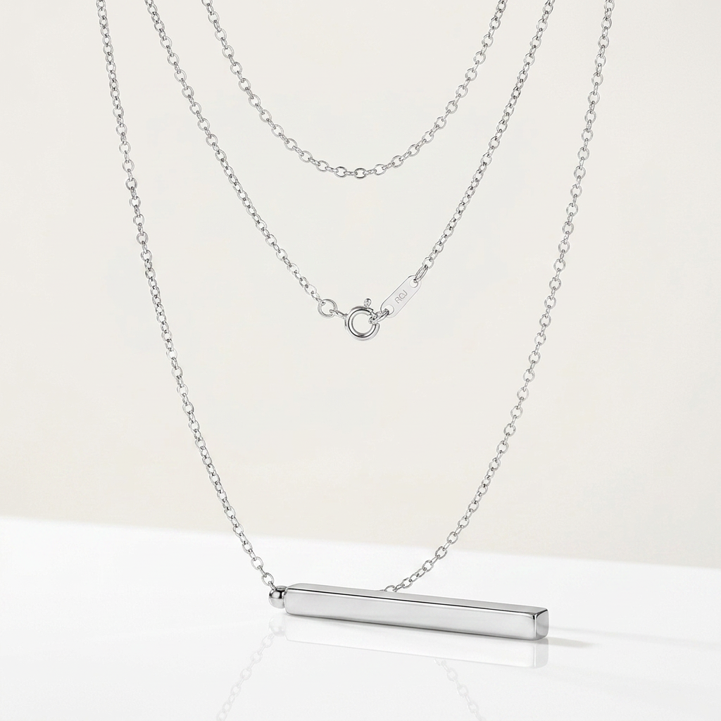 Sterling Silver 24 inch Necklace with Long Polished Bar Pendant