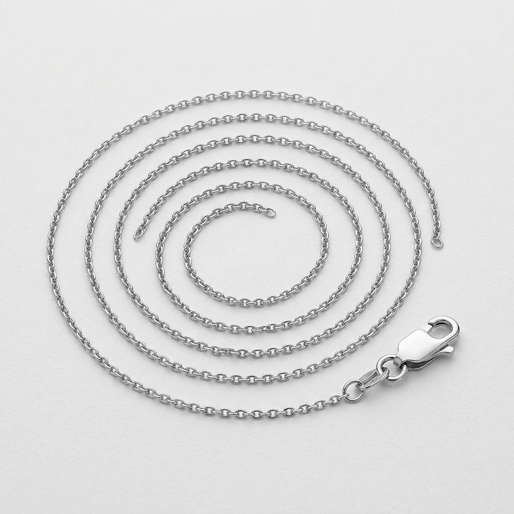 14k White Gold Oval Cable Link Chain 0.6mm DestGlow