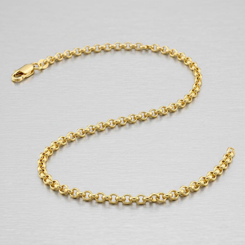2.3mm 10k Yellow Gold Rolo Anklet