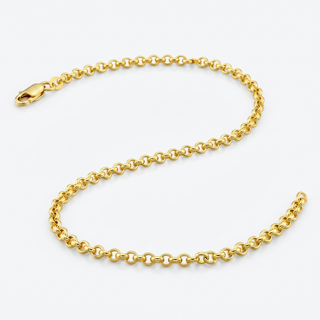 2.3mm 10k Yellow Gold Rolo Anklet DestGlow