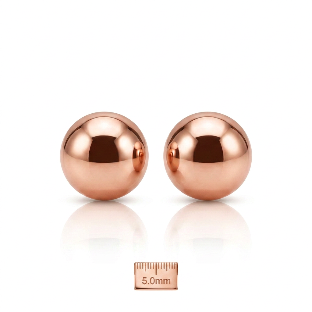 14k Rose Gold Round Stud Earrings (5.0 mm) DestGlow