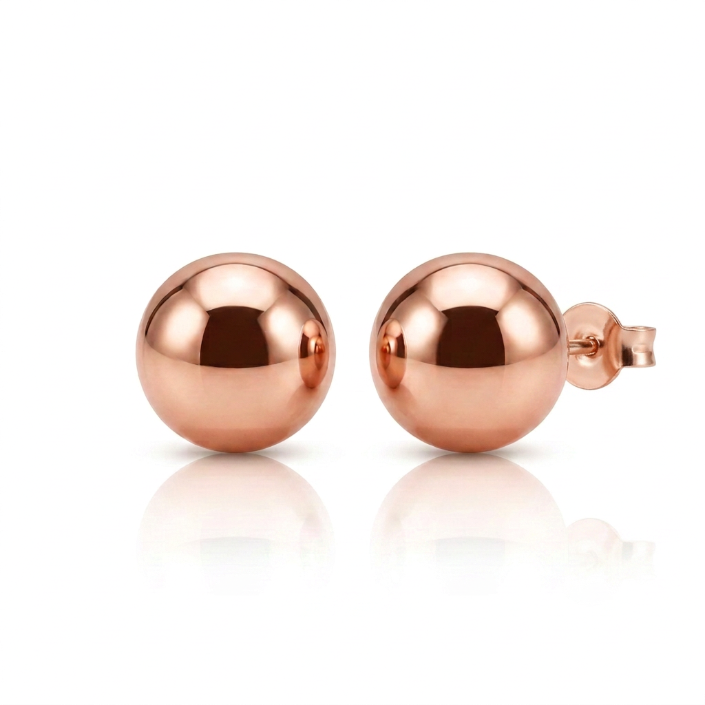 14k Rose Gold Round Stud Earrings (5.0 mm) DestGlow
