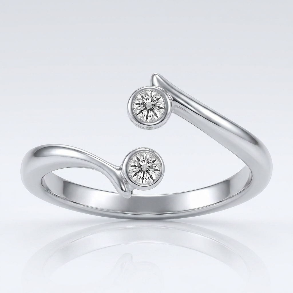 Sterling Silver Rhodium Finished Open Style Cubic Zirconia Accented Toe Ring DestGlow