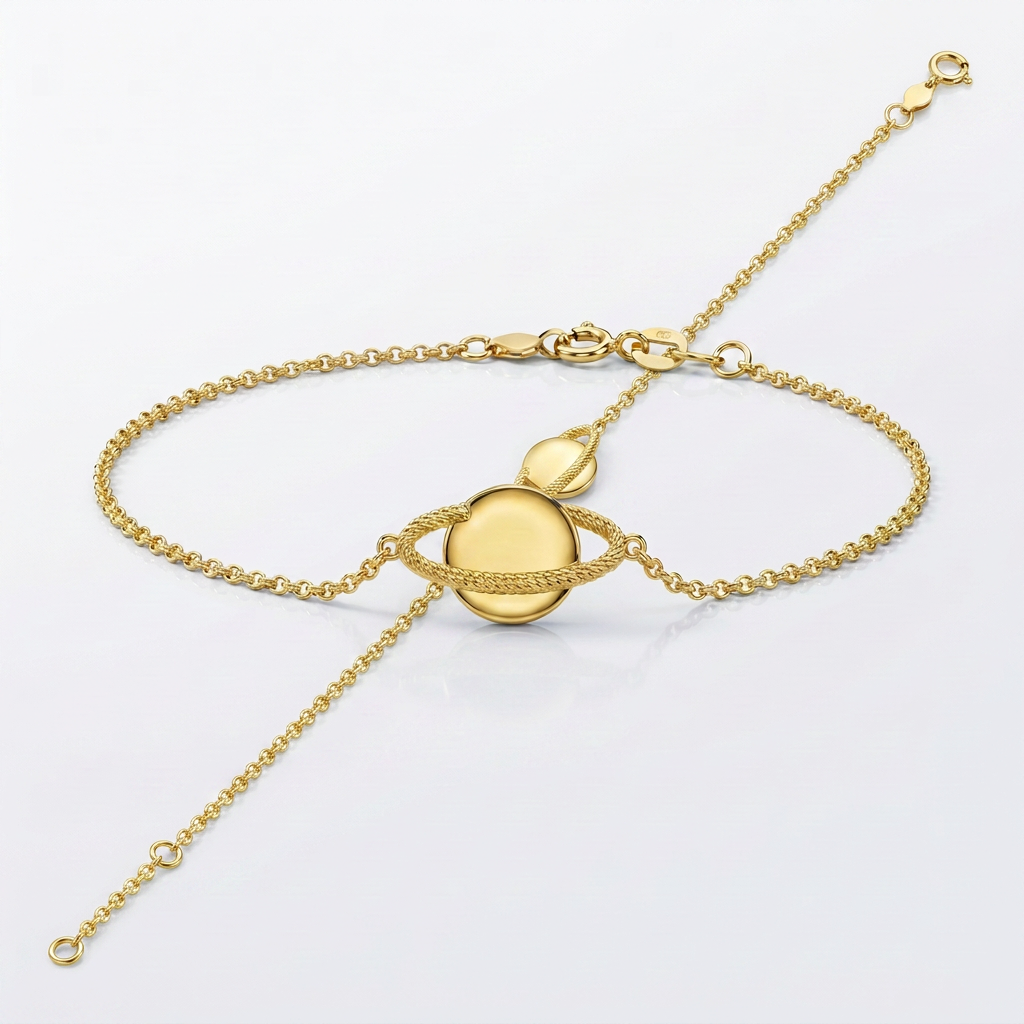 14K Yellow Gold Saturn Bracelet DestGlow