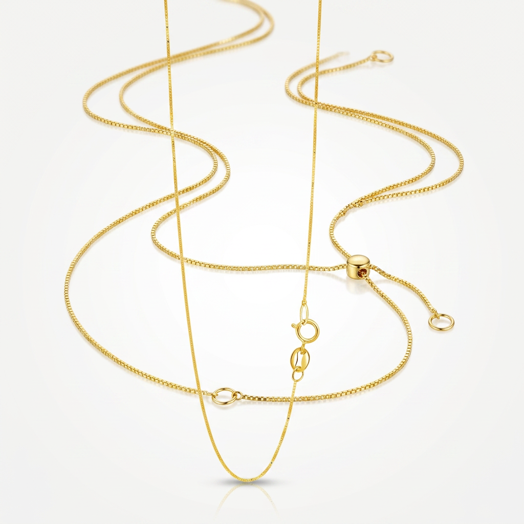 14k Yellow Gold Adjustable Box Chain 0.6mm