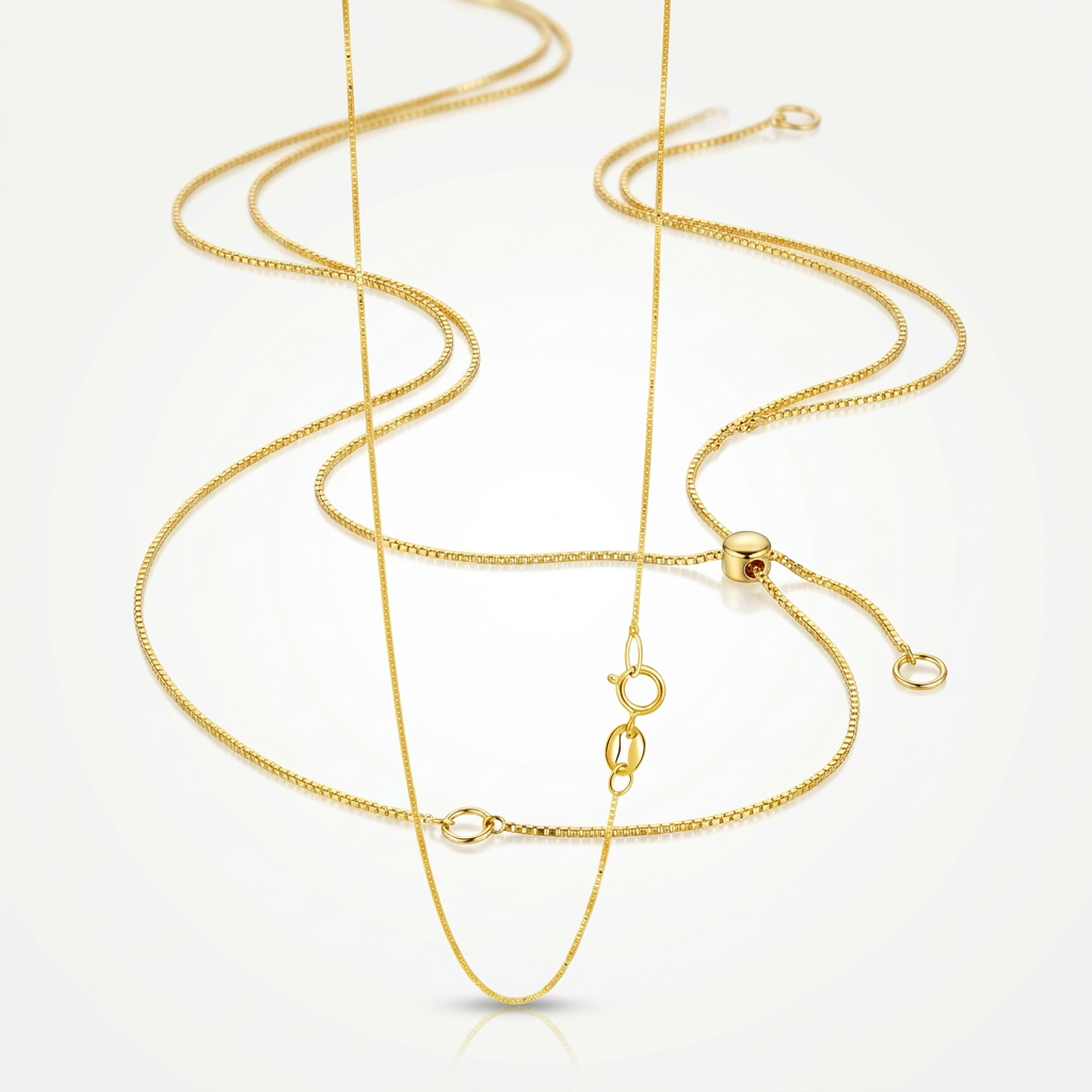 14k Yellow Gold Adjustable Box Chain 0.6mm