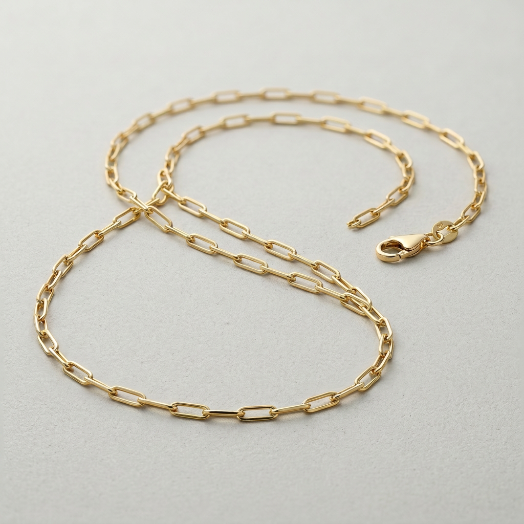 14K Yellow Gold Fine Paperclip Chain (1.5mm) DestGlow