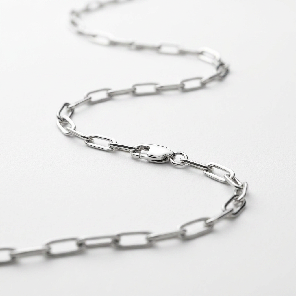 Sterling Silver Rhodium Plated Paperclip Chain (2.5 mm)