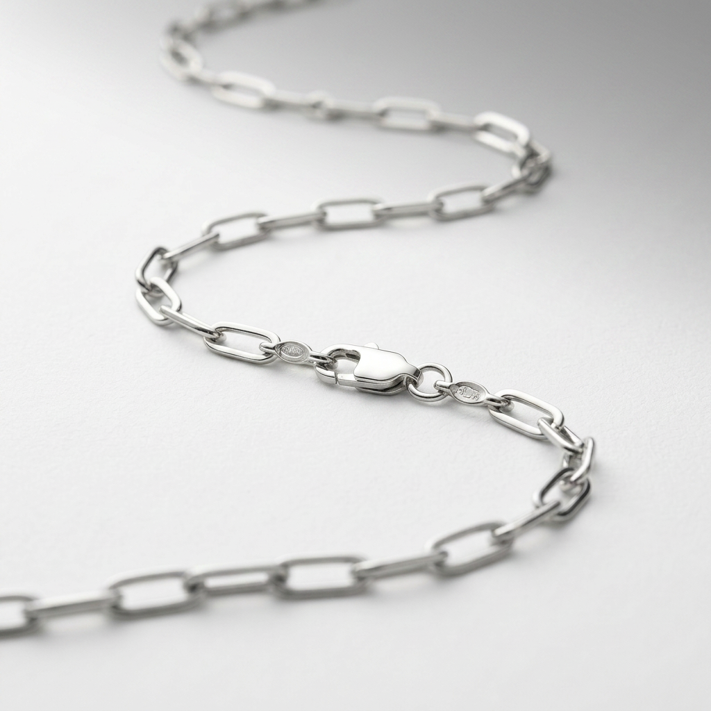 Sterling Silver Rhodium Plated Paperclip Chain (2.5 mm) DestGlow