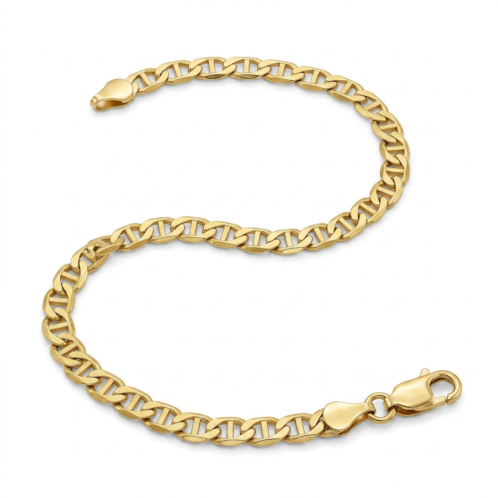 4.5mm 10k Yellow Gold Mariner Link Bracelet