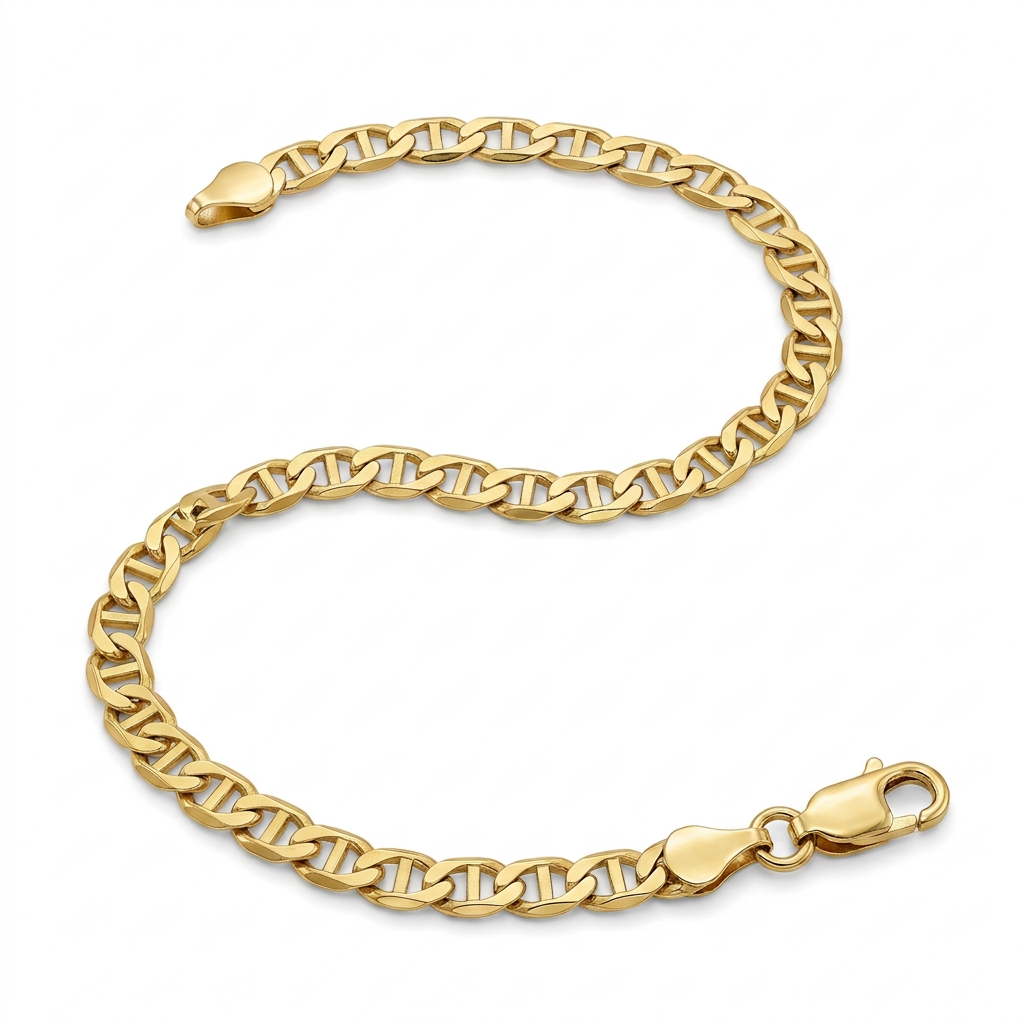 4.5mm 10k Yellow Gold Mariner Link Bracelet DestGlow