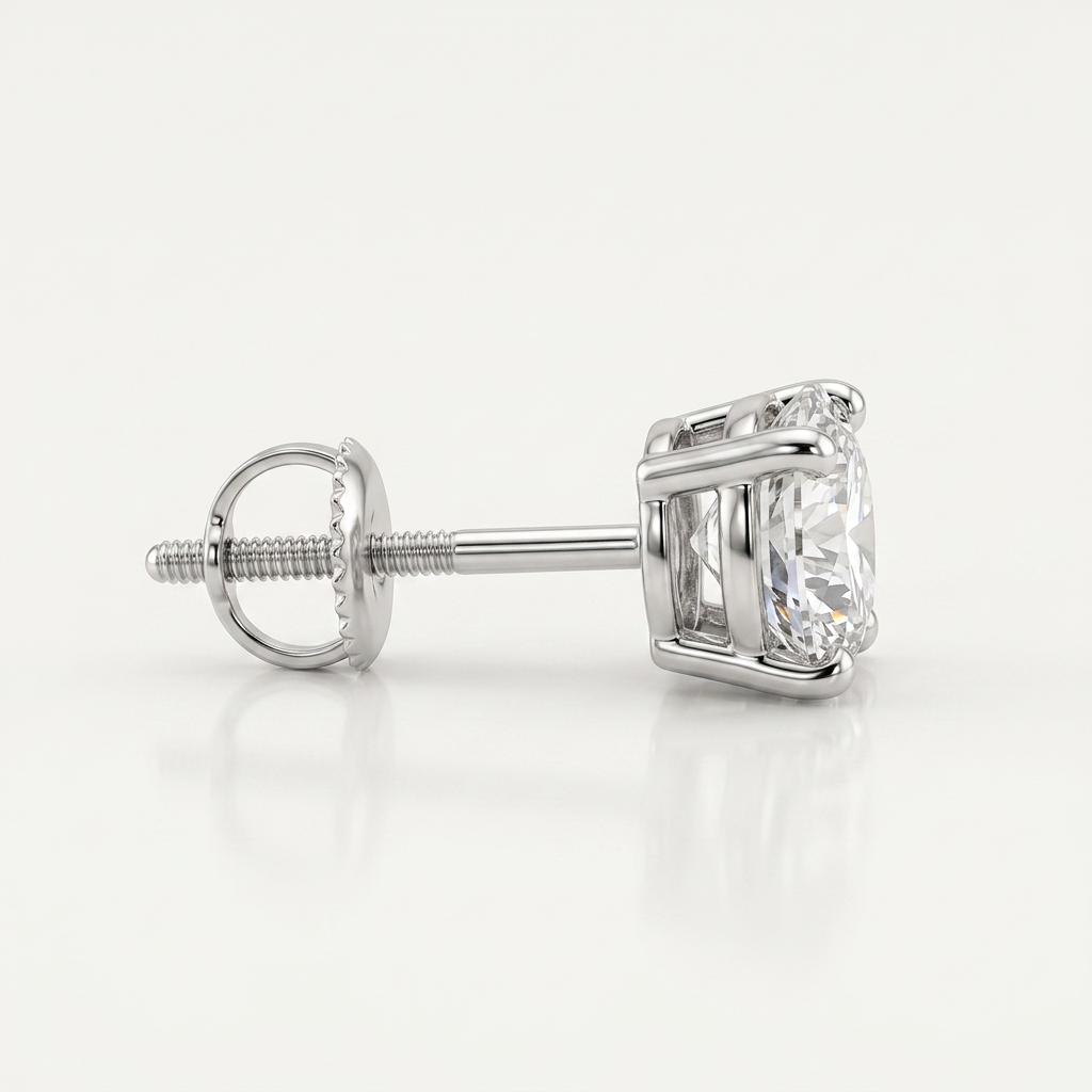 14k White Gold 8.0mm Round CZ Stud Earrings DestGlow