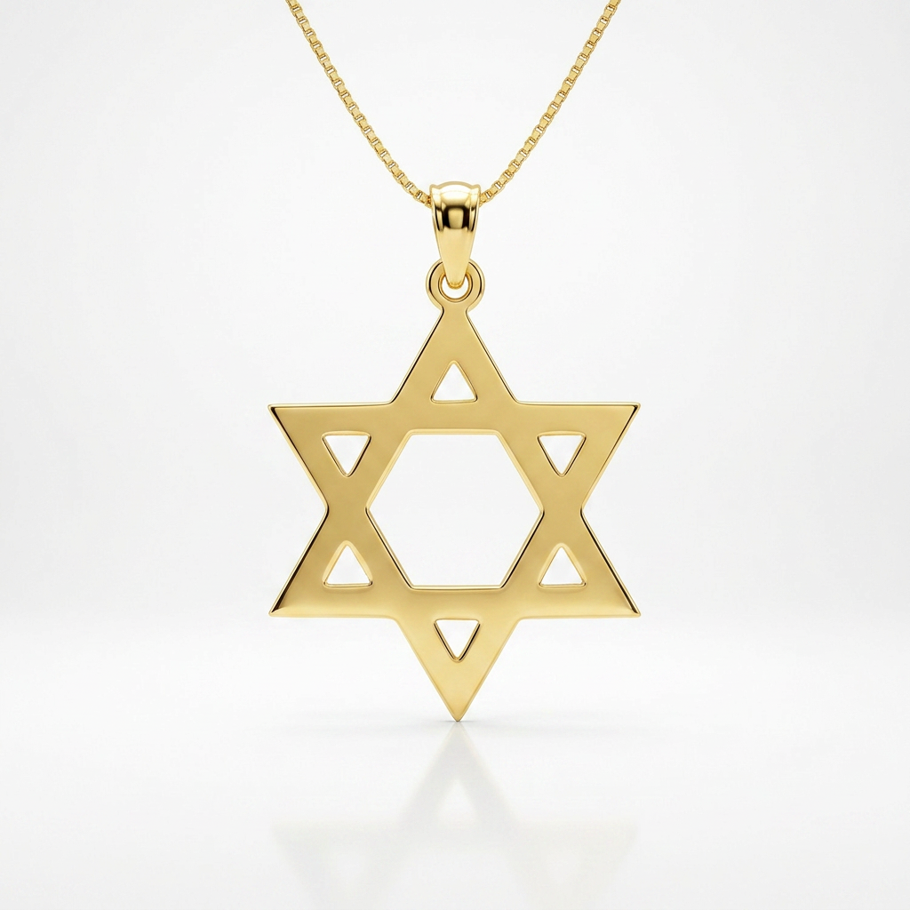 14k Yellow Gold Polished Star of David Pendant