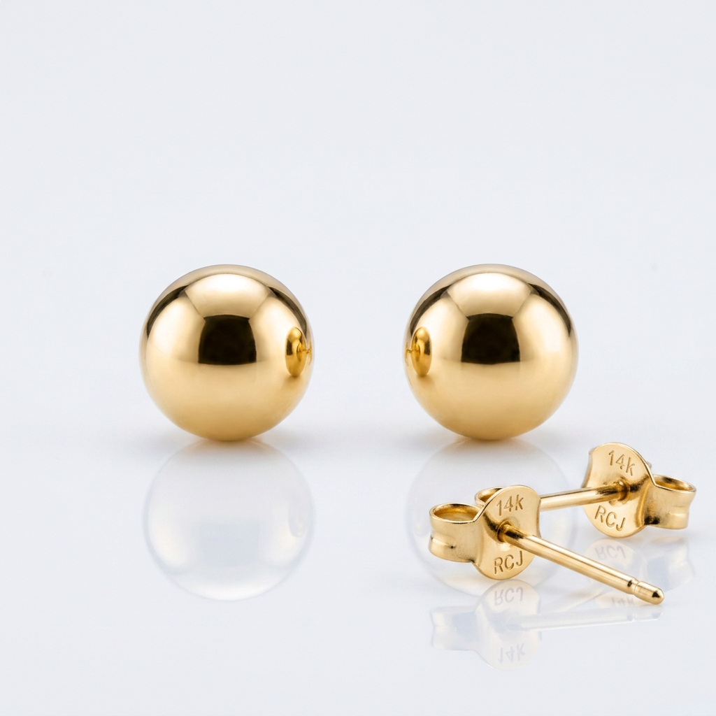 14k Yellow Gold Round Stud Earrings (6.0 mm)