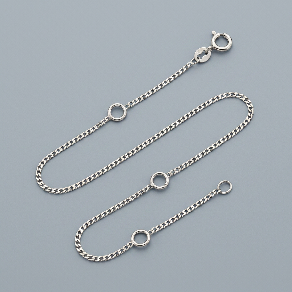 Double Extendable Piatto Chain in 14k White Gold (1.2mm)