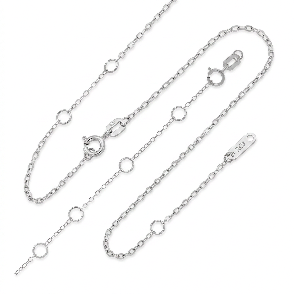 Double Extendable Piatto Chain in 14k White Gold (1.2mm) DestGlow