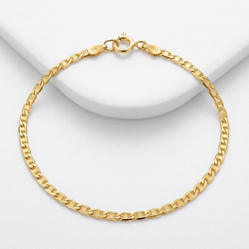 10k Yellow Gold Mariner Link Anklet 1.2mm DestGlow