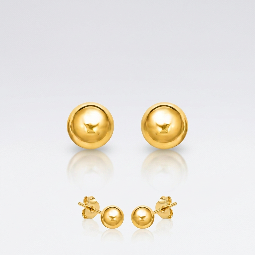 14k Yellow Gold Ball Style Stud Earrings (4.0 mm) DestGlow