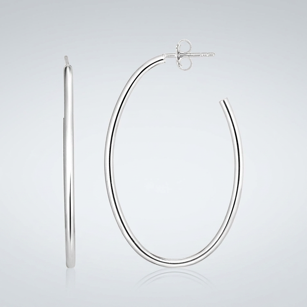 Sterling Silver Polished Oval Hoop Earrings DestGlow