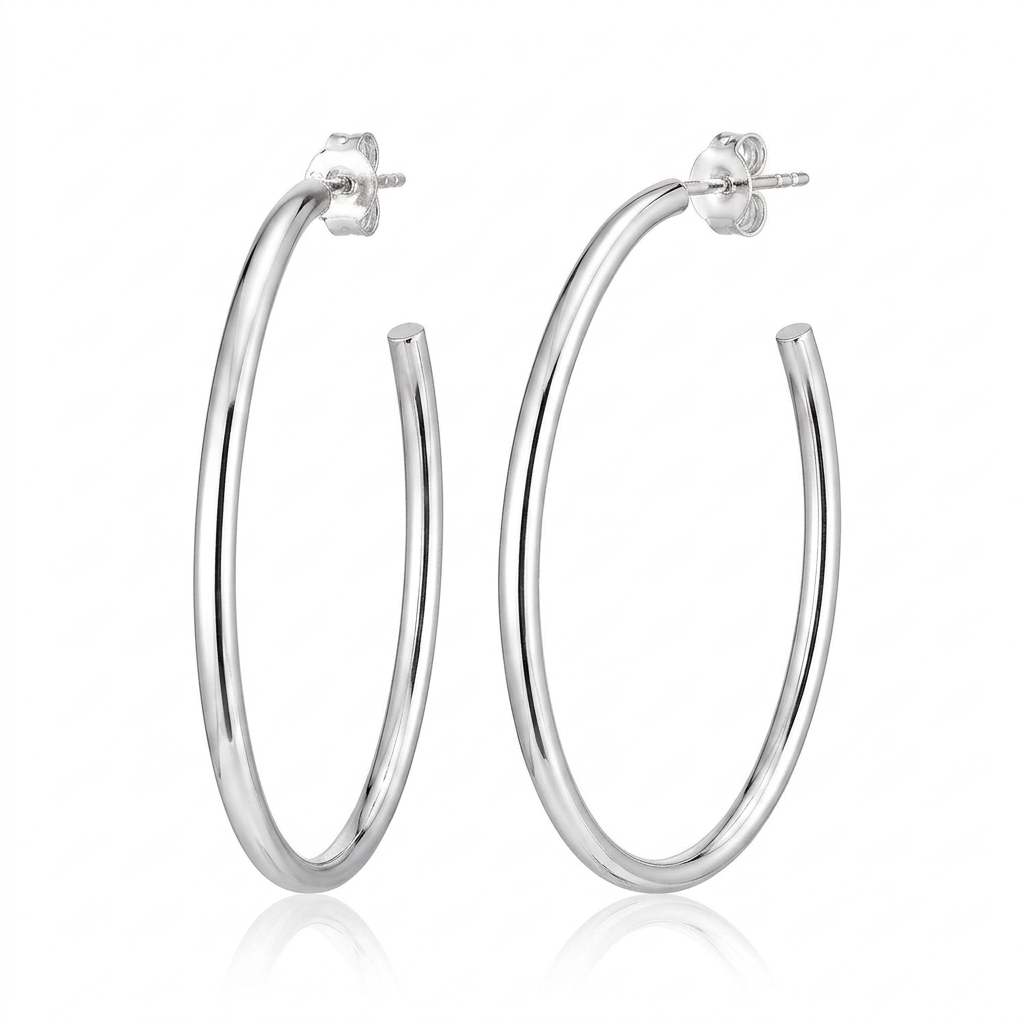 Sterling Silver Polished Oval Hoop Earrings DestGlow