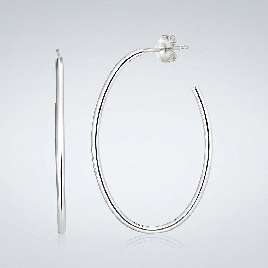 Sterling Silver Polished Oval Hoop Earrings