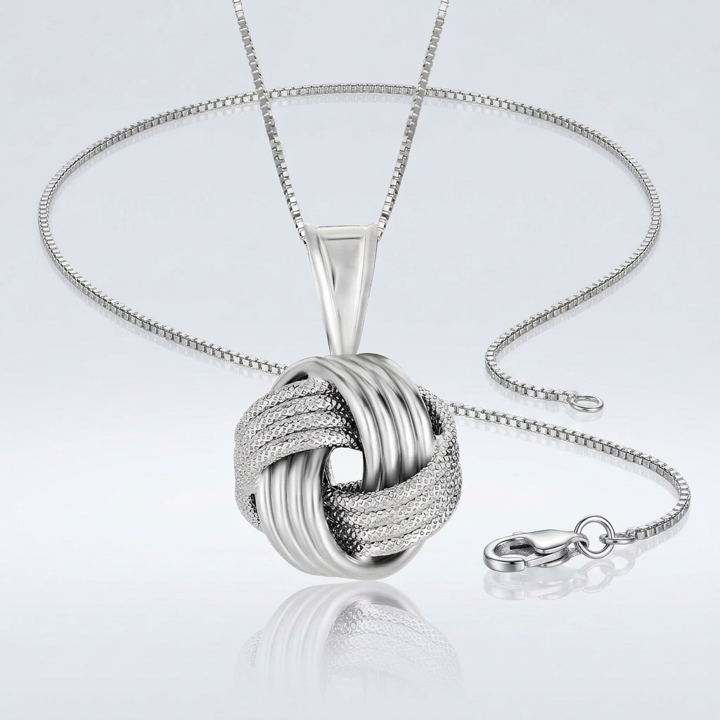 Sterling Silver Pendant with a Ridge Textured Love Knot Design DestGlow