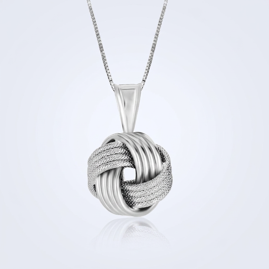 Sterling Silver Pendant with a Ridge Textured Love Knot Design DestGlow
