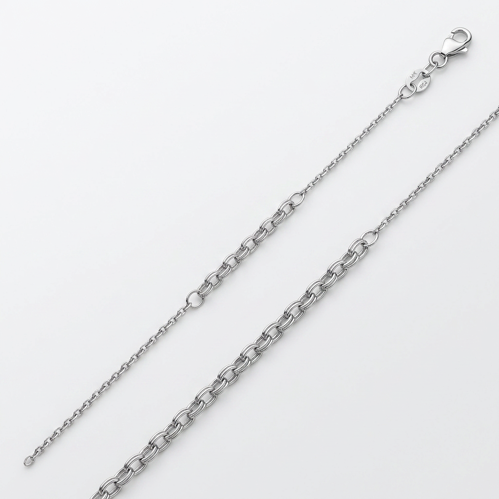 Double Extendable Cable Chain in 14k White Gold (1.0mm)