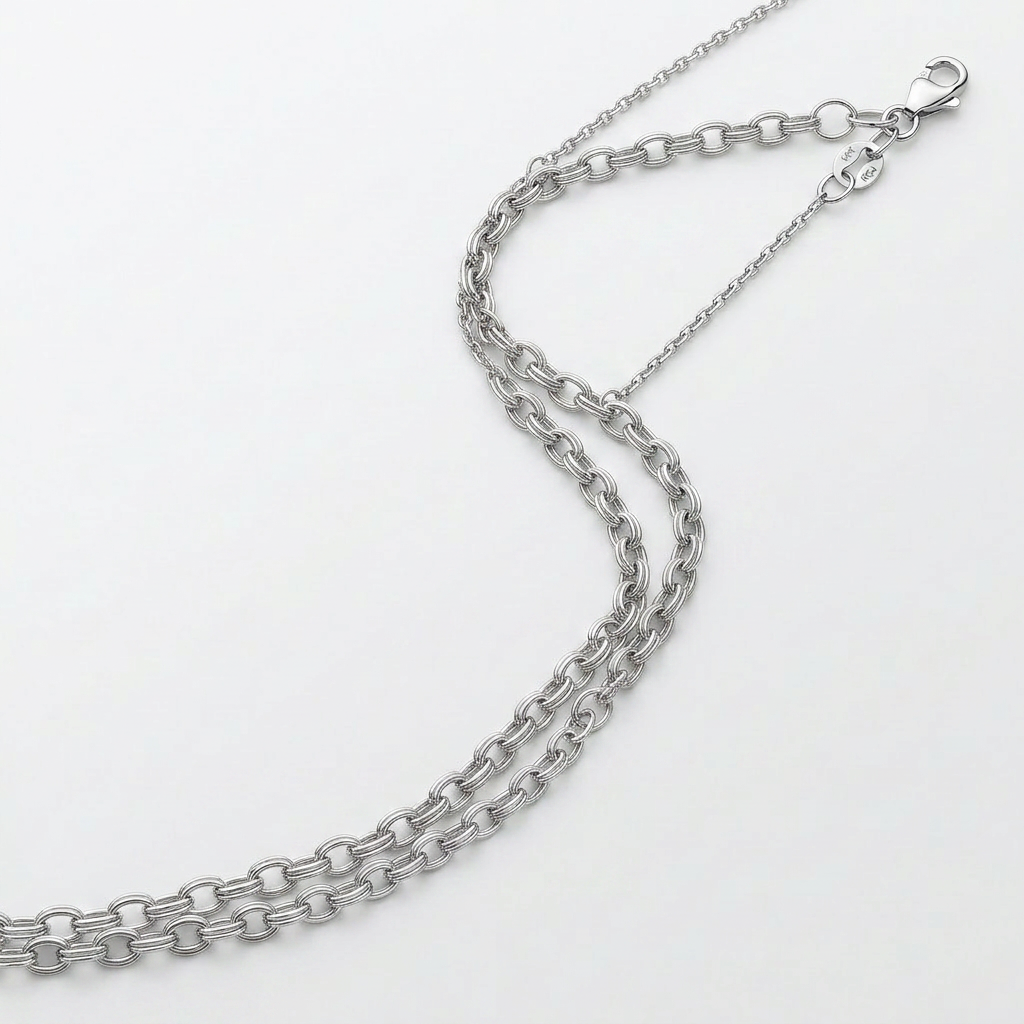 Double Extendable Cable Chain in 14k White Gold (1.0mm) DestGlow