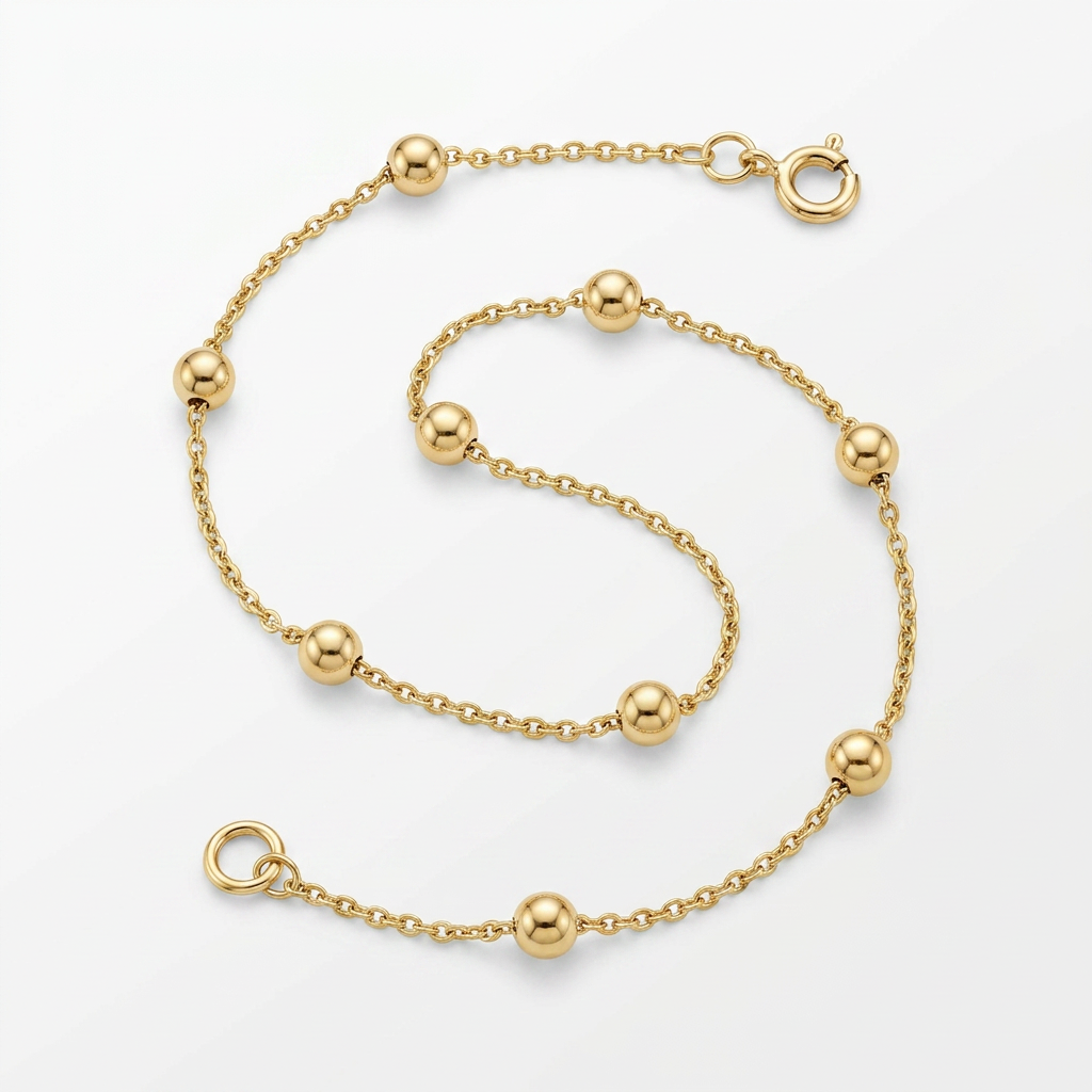 Bead Links Saturn Chain in 14k Yellow Gold (3.5mm)