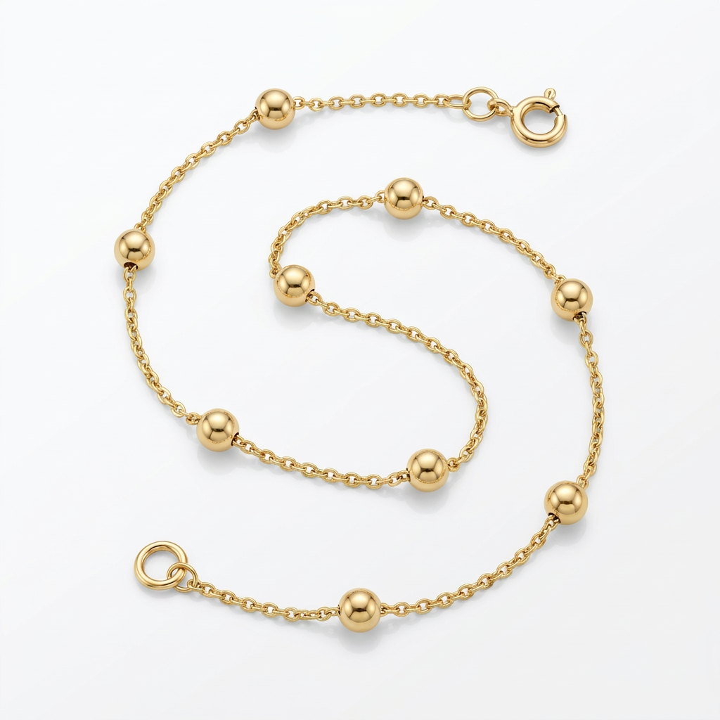 Bead Links Saturn Chain in 14k Yellow Gold (3.5mm) DestGlow