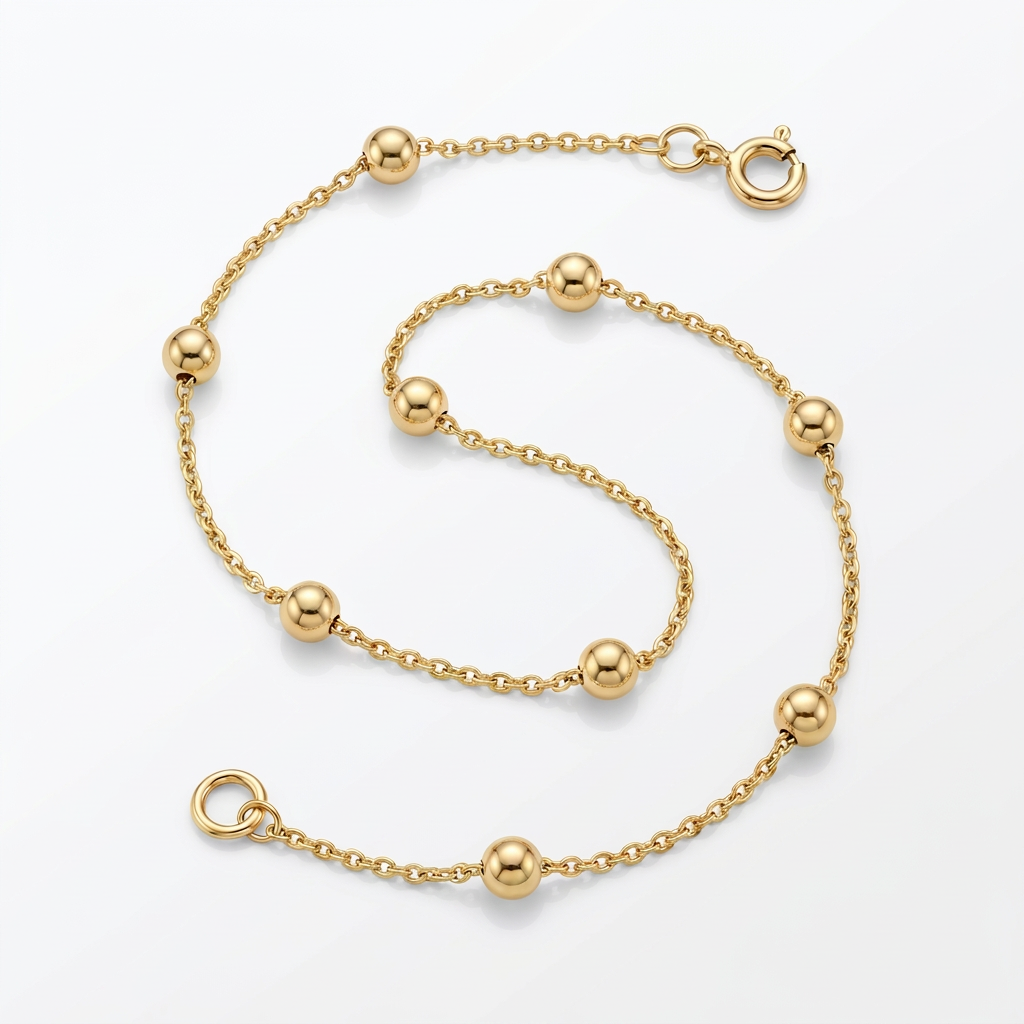 Bead Links Saturn Chain in 14k Yellow Gold (3.5mm)