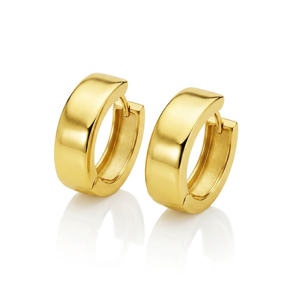 14k Yellow Gold Snuggable Hoop Earrings DestGlow