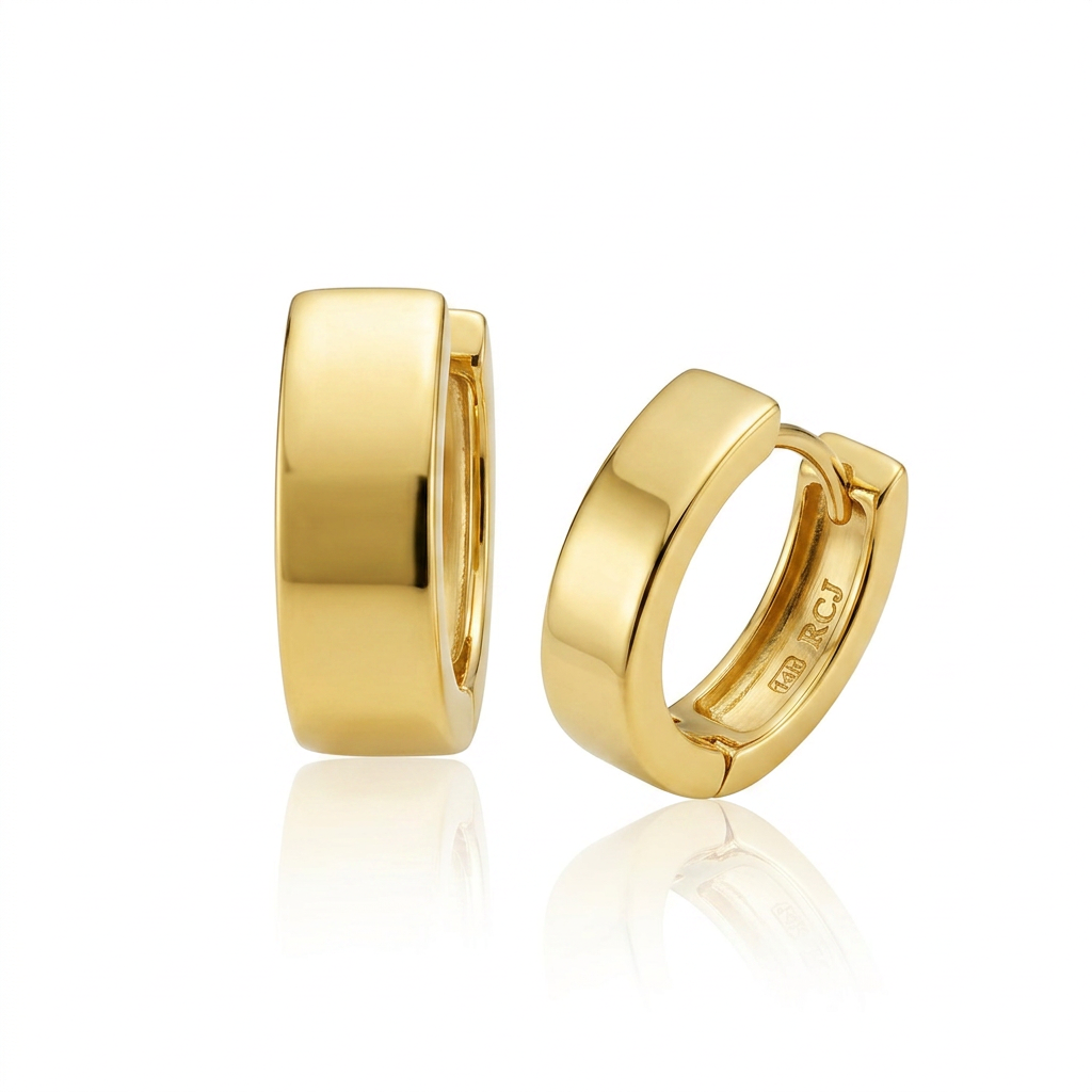 14k Yellow Gold Snuggable Hoop Earrings