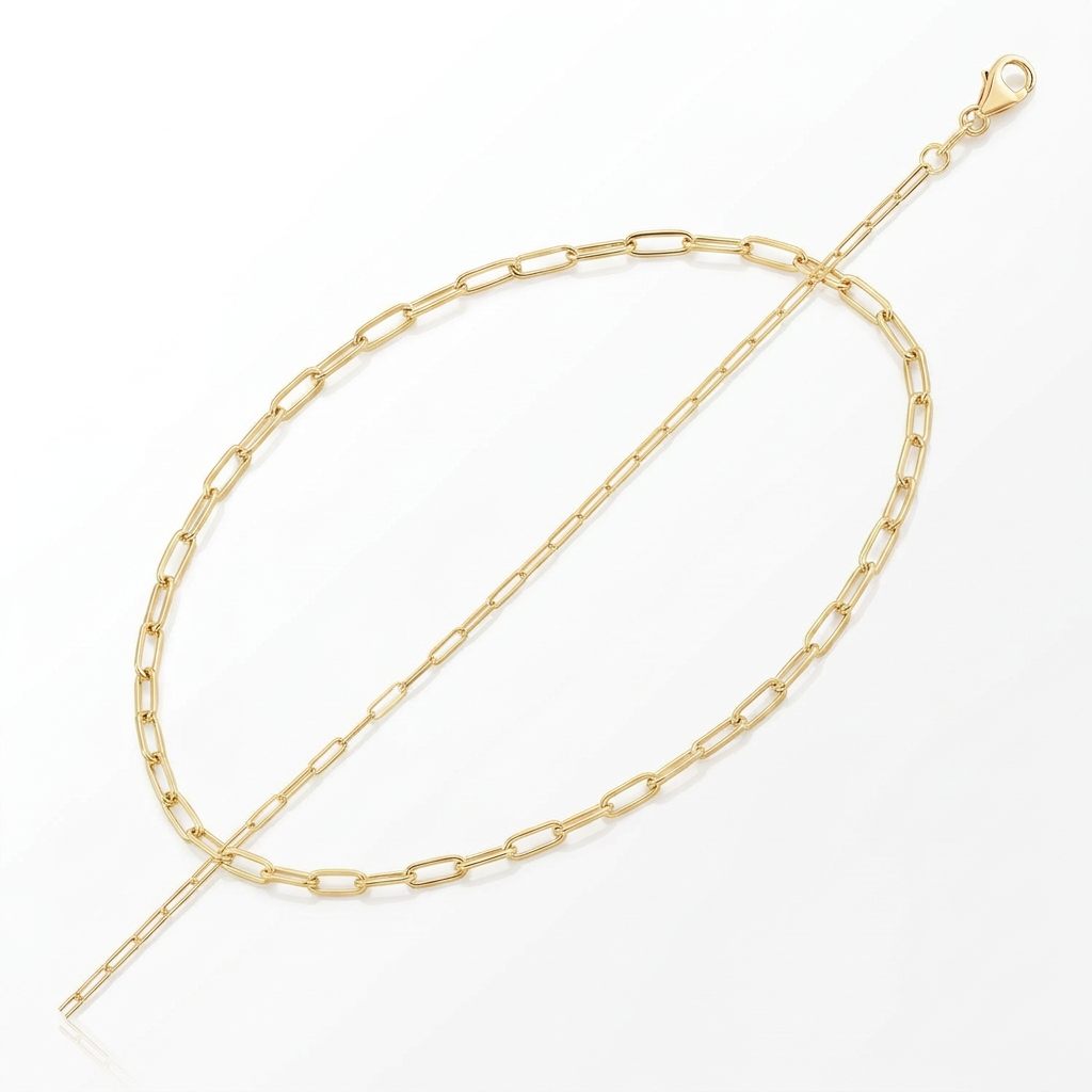 14K Yellow Gold Fine Paperclip Anklet (1.5mm) DestGlow