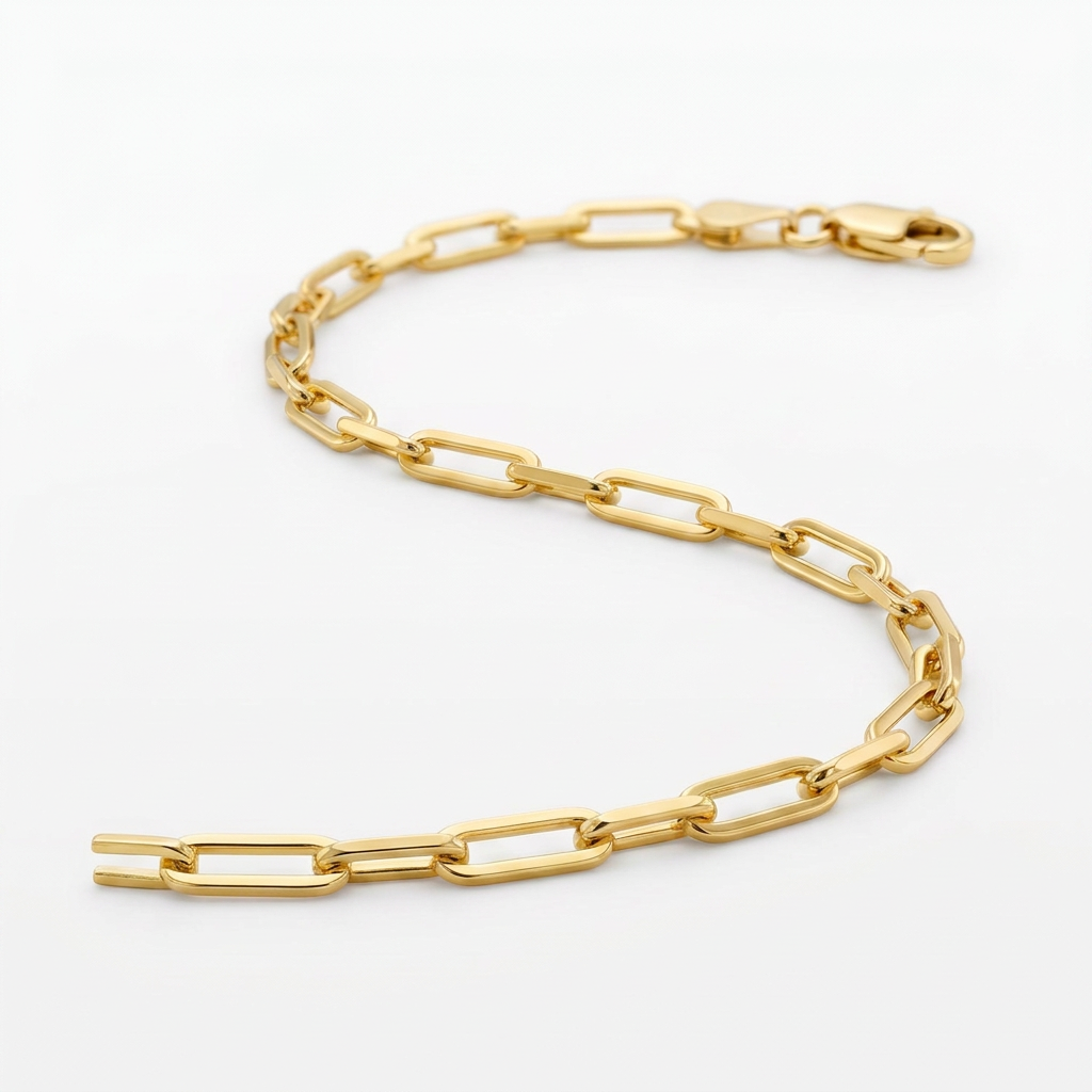 14k Yellow Gold Alternating Paperclip Bracelet (2.8mm) DestGlow