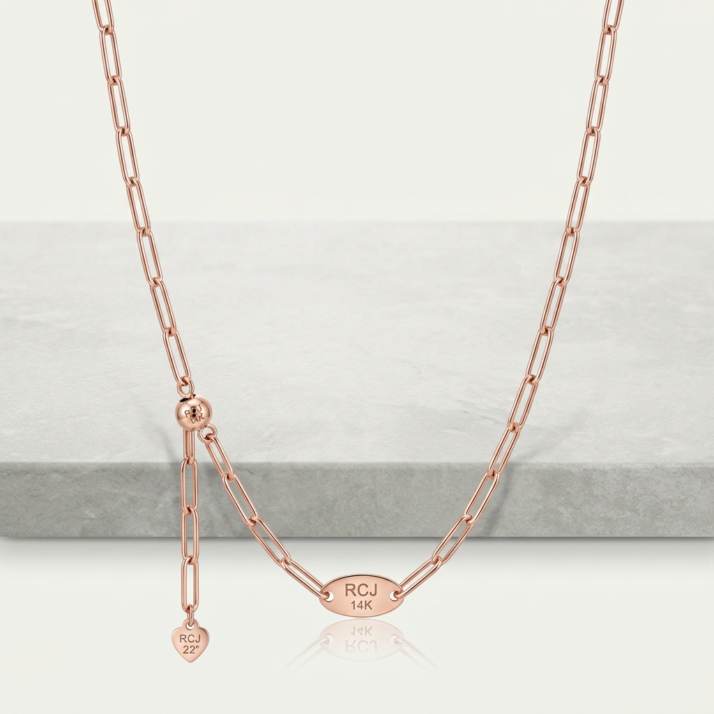 14k Rose Gold Adjustable Paperclip Chain 1.5mm