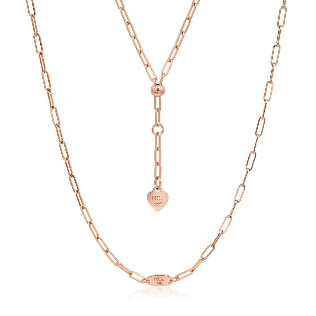 14k Rose Gold Adjustable Paperclip Chain 1.5mm