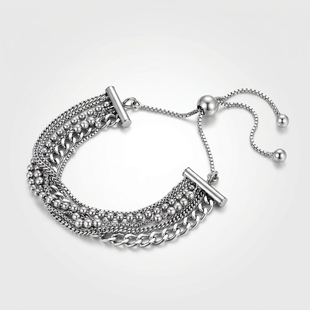 Adjustable Multi Chain Bracelet in Sterling Silver DestGlow