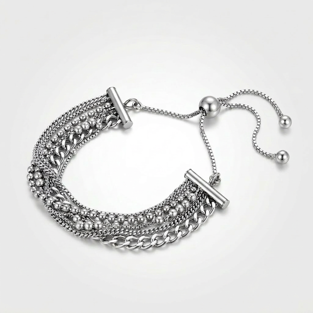 Adjustable Multi Chain Bracelet in Sterling Silver DestGlow