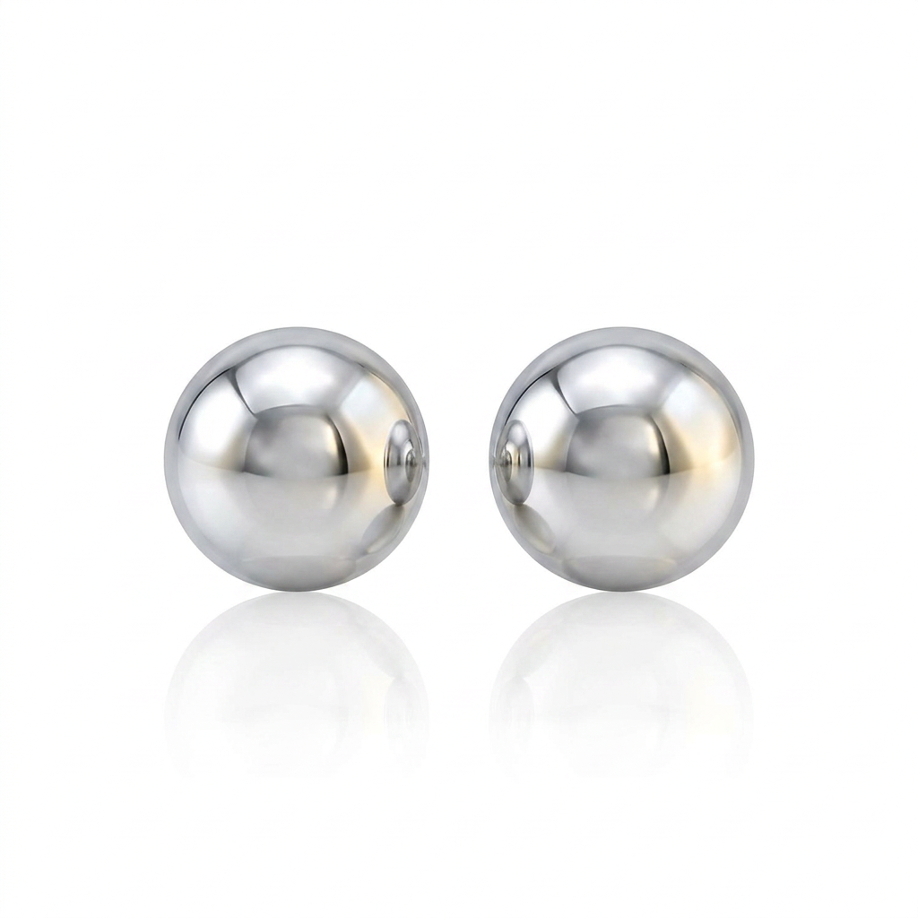 14k White Gold Spherical Stud Earrings (3.0 mm)