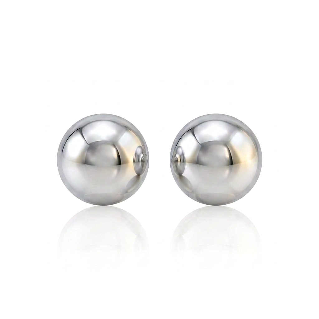 14k White Gold Spherical Stud Earrings (3.0 mm)