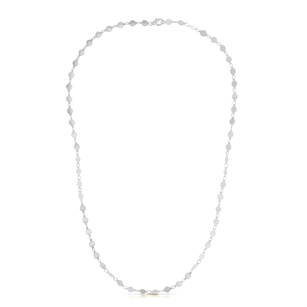 14k White Gold Necklace with Polished Circles DestGlow
