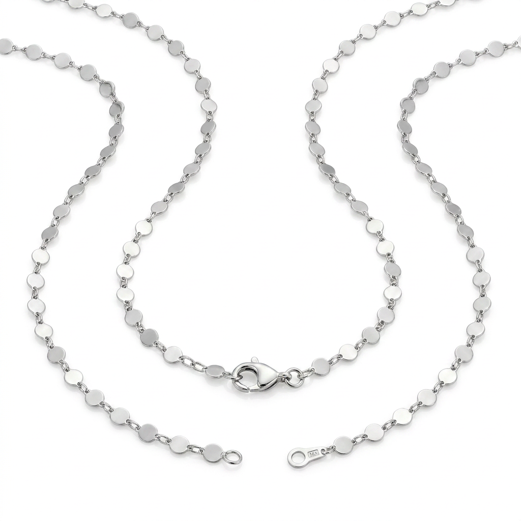14k White Gold Necklace with Polished Circles DestGlow